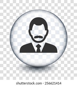 Man in Business Suit on Transparent Round Buttons