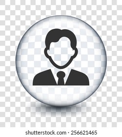 Man in Business Suit on Transparent Round Buttons
