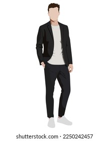 A man in a business suit on a white background. Vector illustration in flat style