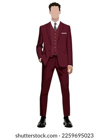 A man in a business suit on a white background. Vector illustration in flat style