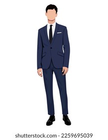 A man in a business suit on a white background. Vector illustration in flat style