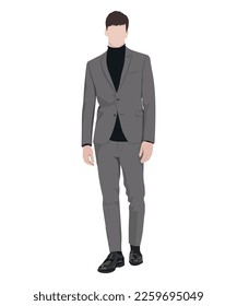 A man in a business suit on a white background. Vector illustration in flat style