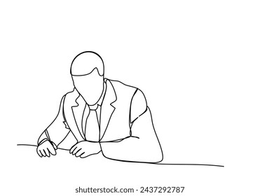 Man in business suit, one line drawing animation with alpha channel.