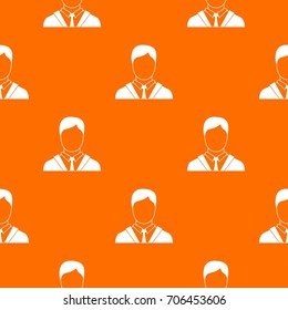 Man in business suit pattern repeat seamless in orange color for any design. Vector geometric illustration