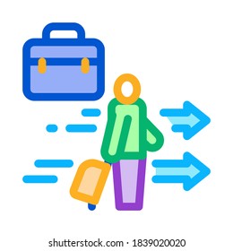 man with business suitcase icon vector. man with business suitcase sign. isolated contour symbol illustration