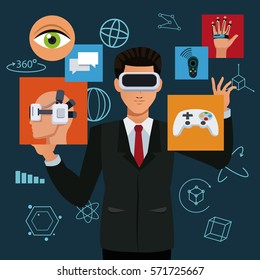 man business vr device headset 3d background