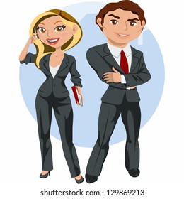 Man and business woman elegant