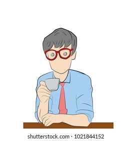 man businessman drinking coffee. concept of recreation. vector illustration.
