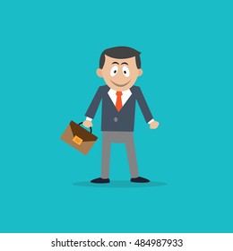 man businessman holding a briefcase. vector illustration of cartoon