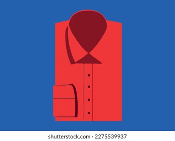 Man or businessman red folded shirt raster illustration. Shirt flat icon