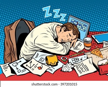 Man businessman sleeping on the job