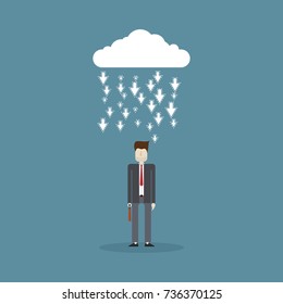 Man businessman. Vector illustration with businessman and cloud.