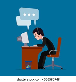 Man the businessman worker cent call far off with clients.vector  illustration
