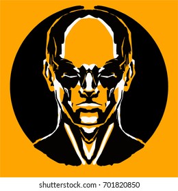 Man bust shadow vector full face icon logo sticker