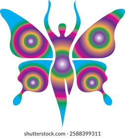 Man Butterfly, Gradient Color, Vector, Art, eps