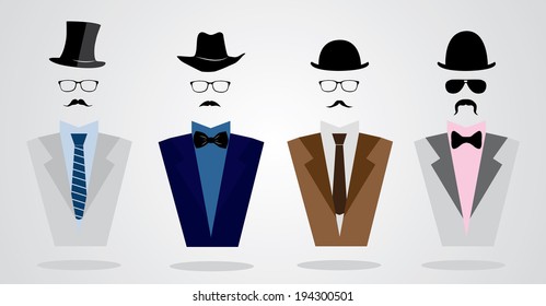 man in a butterfly tie, hat and jacket mannequin