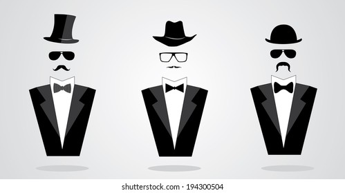 man in a butterfly tie, hat and jacket mannequin