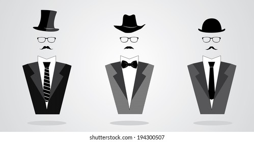 man in a butterfly tie, hat and jacket mannequin