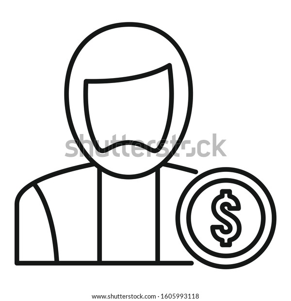 Man buyer icon. Outline man buyer\
vector icon for web design isolated on white\
background