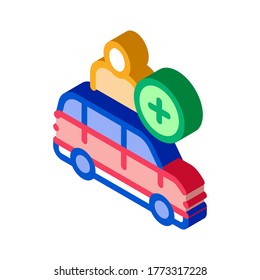 Man Buying Car Icon Vector. Isometric Man Buying Car isometric sign. color isolated symbol illustration