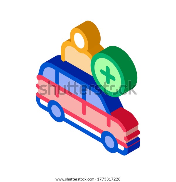 Man Buying Car Icon\
Vector. Isometric Man Buying Car isometric sign. color isolated\
symbol illustration
