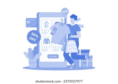 Man Buying Goods Via The Internet App.