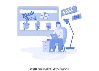 Man Buying Goods Via The Internet App