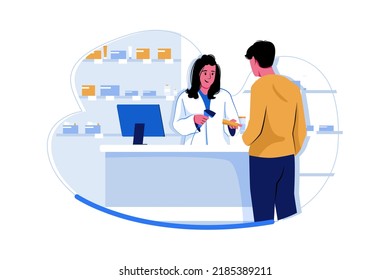 Man buying medicine at a pharmacy shop