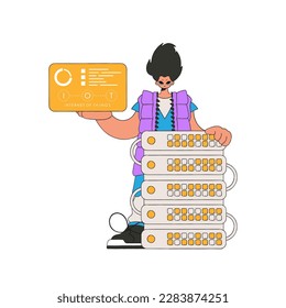 The man is by the server clutching the IoT symbol.