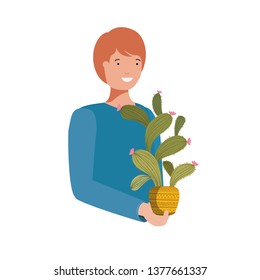 man with cactus avatar character