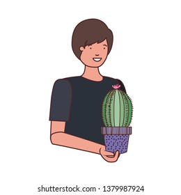 man with cactus avatar character