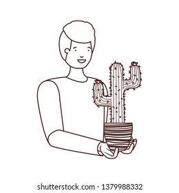 man with cactus avatar character