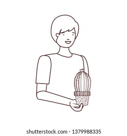 man with cactus avatar character