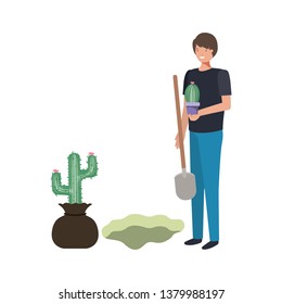 man with cactus to plant avatar character