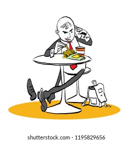 Man in a cafe talking with phone. Man having angry conversation