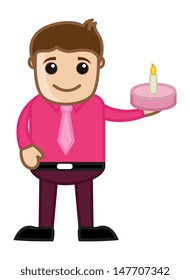 Man with Cake - Cartoon Business Character