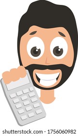 Man with calculator, illustration, vector on white background
