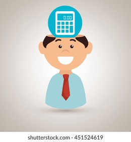 man and calculator isolated icon design, vector illustration  graphic 