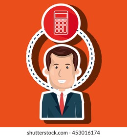 man and calculator isolated icon design, vector illustration  graphic 