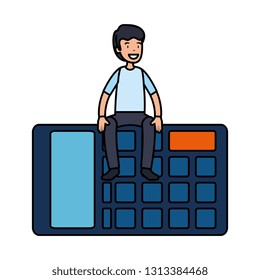 man with calculator math