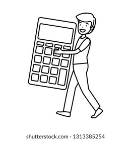 man with calculator math