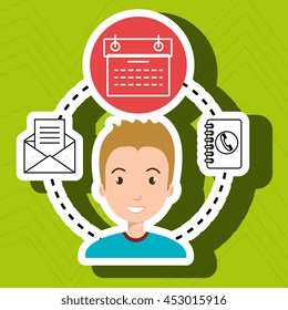 man with calendar and envelope isolated icon design, vector illustration  graphic 