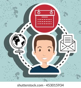 man with calendar and envelope isolated icon design, vector illustration  graphic 