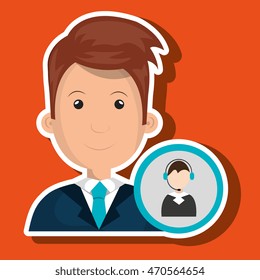 man call center attention vector illustration graphic