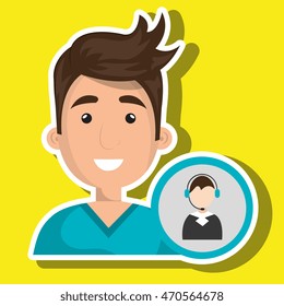 man call center attention vector illustration graphic