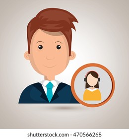 man call center attention vector illustration graphic