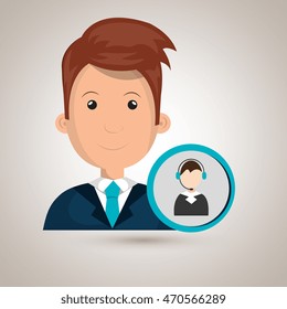 man call center attention vector illustration graphic