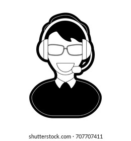 man  call center  vector illustration