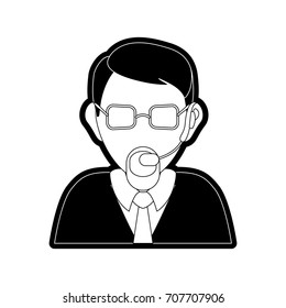 man call center  vector illustration