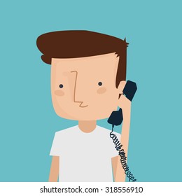 Man calling phone. Vector illustration
